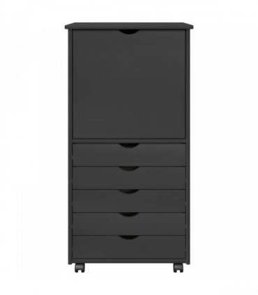 vidaXL Rolling Cabinet Grey 53 x 39 x 103 cm Solid Pine Wood