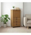 vidaXL Rolling Cabinet Honey Brown 53 x 39 x 103 cm Solid Pine Wood