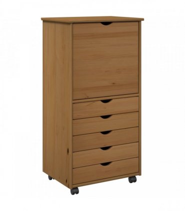 vidaXL Rolling Cabinet Honey Brown 53 x 39 x 103 cm Solid Pine Wood