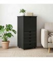 vidaXL Rolling Cabinet Black 53 x 39 x 103 cm Solid Pine Wood