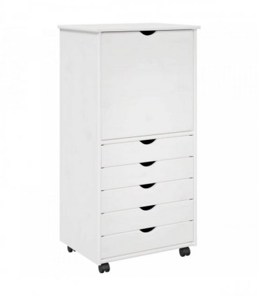 vidaXL Rolling Cabinet White 53 x 39 x 103 cm Solid Pine Wood