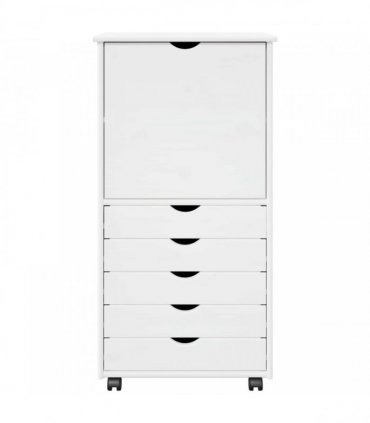 vidaXL Rolling Cabinet White 53 x 39 x 103 cm Solid Pine Wood