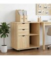 vidaXL Rolling Cabinet Brown 63.5 x 39 x 65.5 cm Solid Pine Wood