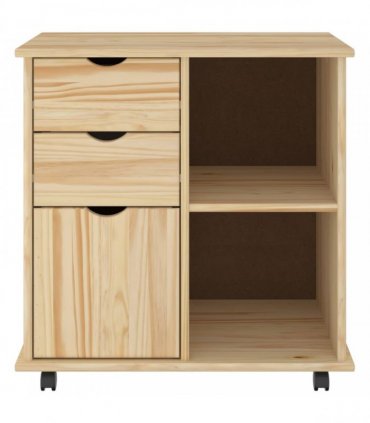 vidaXL Rolling Cabinet Brown 63.5 x 39 x 65.5 cm Solid Pine Wood