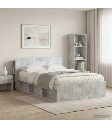 vidaXL Headboard Cabinet with Storage Concrete Grey Engineered Wood — V0672131926