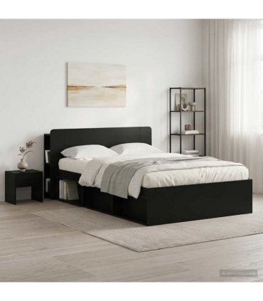 vidaXL Headboard Cabinet Black 135 x 18.5 x 80 cm Engineered Wood