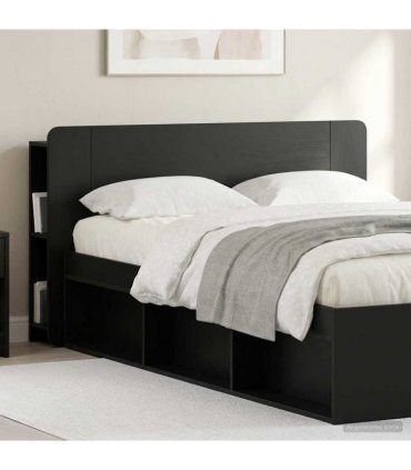 vidaXL Headboard Cabinet Black 135 x 18.5 x 80 cm Engineered Wood
