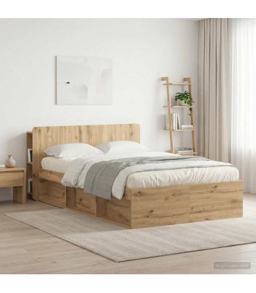 vidaXL Headboard Cabinet with Storage Artisan Oak Engineered Wood — V0672131928