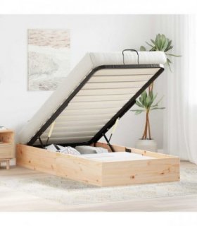 vidaXL Ottoman Bed Frame with Storage Natural 90 x 200 cm