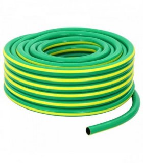 vidaXL Garden Hose 5-Ply Green and Yellow 1 / 2'' 30 m PVC — Size: 30 m (1/2 inch), Model: without accessories