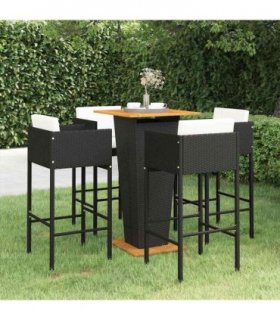 vidaXL Garden Bar Set | Black, Cream white — Size: 60 x 60 x 110 cm