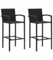 vidaXL Bar Stools 2 pcs Black Poly Rattan