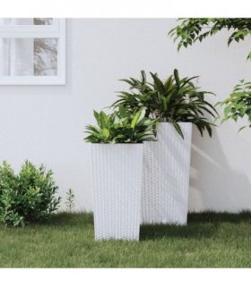 vidaXL Planter with Removable Inner White 11 / 26.5 L PP Rattan