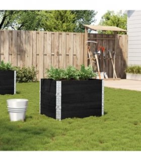 vidaXL Garden Planter Black 80x60 cm Solid Wood Pine — Size: 80 x 60 x 60.5 cm