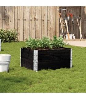vidaXL Garden Planter Black 80x60 cm Solid Wood Pine — Size: 80 x 60 x 41 cm