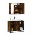 vidaXL 2 Piece Bathroom Furniture Set Smoked Oak Engineered Wood — V0672138866