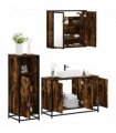 vidaXL 3 Piece Bathroom Furniture Set Smoked Oak Engineered Wood — V0672138867