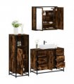 vidaXL 3 Piece Bathroom Furniture Set Smoked Oak Engineered Wood — V0672138868