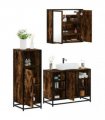 vidaXL 3 Piece Bathroom Furniture Set Smoked Oak Engineered Wood — V0672138870