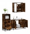 vidaXL 3 Piece Bathroom Furniture Set Smoked Oak Engineered Wood — V0672138872