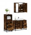 vidaXL 3 Piece Bathroom Furniture Set Smoked Oak Engineered Wood — V0672138873