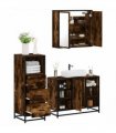 vidaXL 3 Piece Bathroom Furniture Set Smoked Oak Engineered Wood — V0672138875