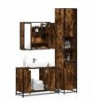 vidaXL 3 Piece Bathroom Furniture Set Smoked Oak Engineered Wood — V0672138877