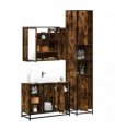 vidaXL 3 Piece Bathroom Furniture Set Smoked Oak Engineered Wood — V0672138880