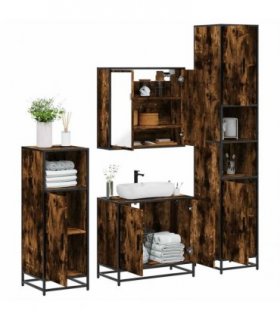 vidaXL 4 Piece Bathroom Furniture Set Smoked Oak Engineered Wood