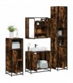 vidaXL 4 Piece Bathroom Furniture Set Smoked Oak Engineered Wood