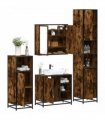 vidaXL 4 Piece Bathroom Furniture Set Smoked Oak Engineered Wood — V0672138884