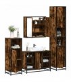 vidaXL 4 Piece Bathroom Furniture Set Smoked Oak Engineered Wood — V0672138885