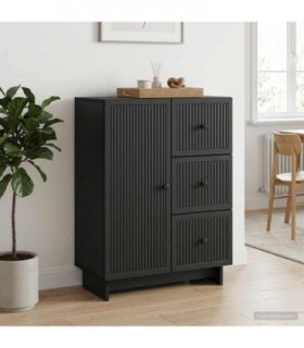 vidaXL Sideboard with Drawer Black 66 x 34.5 x 90 cm Engineered Wood — V0672138910