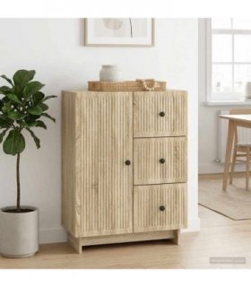 vidaXL Sideboard Sonoma Oak 66 x 34.5 x 90 cm Engineered Wood — V0672138911