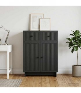 vidaXL Sideboard with Drawer Black 66 x 34.5 x 90 cm Engineered Wood — V0672138923