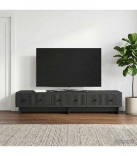 vidaXL TV Cabinet with Drawer Black 147 x 34.5 x 30 cm Engineered Wood — V0672138943