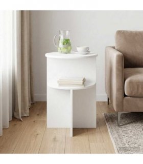 vidaXL Side Table with Storage White Ø 39.5 x 55 cm Engineered Wood