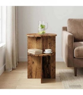 vidaXL Side Table with Storage Old Wood Ø 39.5 x 55 cm Engineered Wood