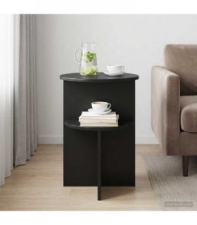 vidaXL Side Table Black Oak Ø 39.5 x 55 cm Engineered Wood