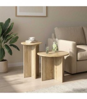 vidaXL Side Table Set with Storage 2 pcs Sonoma Oak Engineered Wood