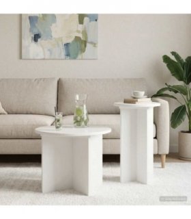 vidaXL Side Table Set 2 pcs High Gloss White Engineered Wood