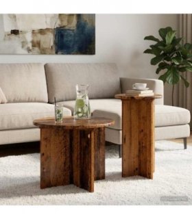 vidaXL Side Table Set with Storage 2 pcs Old Wood Engineered Wood
