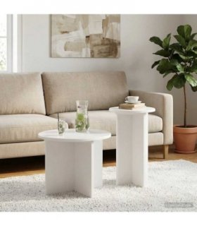 vidaXL Side Table Set with Storage 2 pcs White Engineered Wood