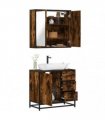 vidaXL 2 Piece Bathroom Furniture Set Smoked Oak Engineered Wood — V0672139768