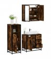 vidaXL 3 Piece Bathroom Furniture Set Smoked Oak Engineered Wood — V0672139769