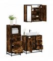 vidaXL 3 Piece Bathroom Furniture Set Smoked Oak Engineered Wood — V0672139770