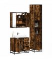 vidaXL 3 Piece Bathroom Furniture Set Smoked Oak Engineered Wood — V0672139771