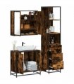 vidaXL 3 Piece Bathroom Furniture Set Smoked Oak Engineered Wood — V0672139772