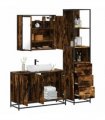 vidaXL 3 Piece Bathroom Furniture Set Smoked Oak Engineered Wood — V0672139773