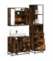 vidaXL 3 Piece Bathroom Furniture Set Smoked Oak Engineered Wood — V0672139774